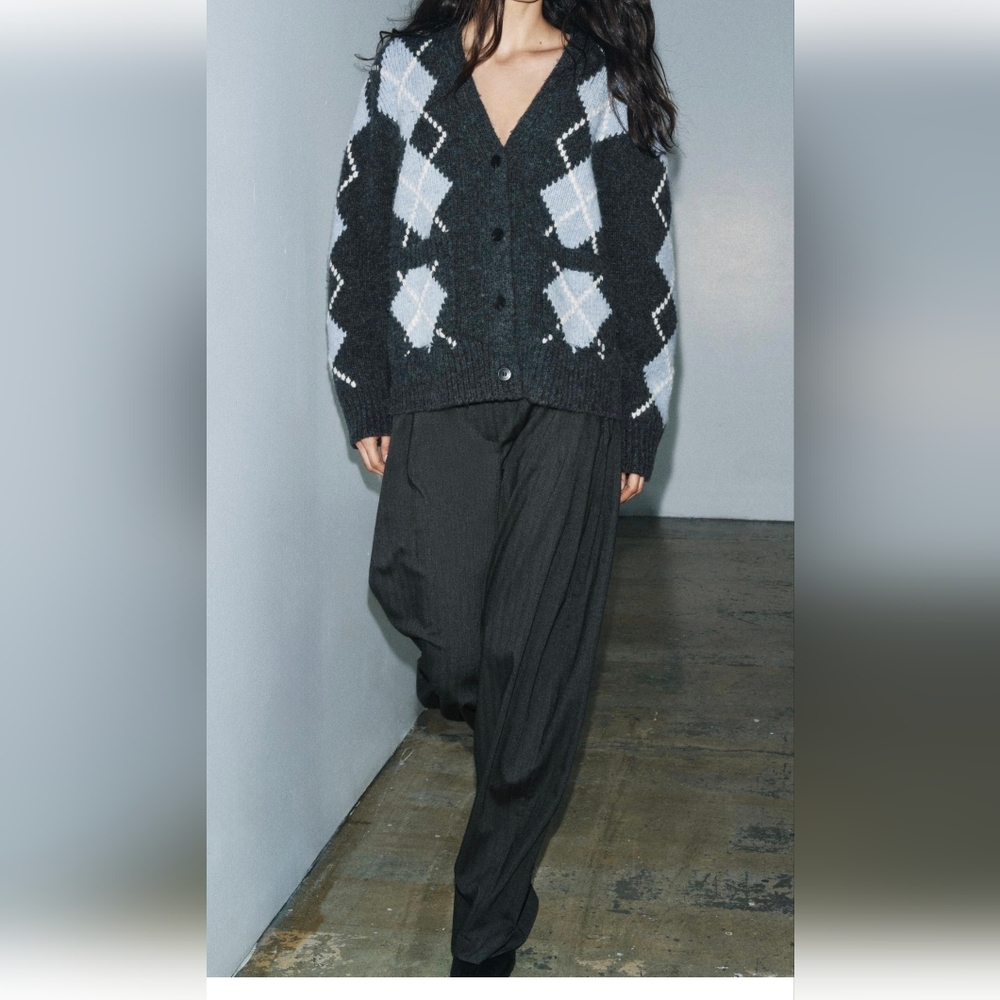 Zara 100% WOOL ARGYLE JACKET(S)
